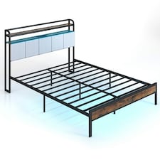 COSTWAY King Size Bed Frame w/Charging Station