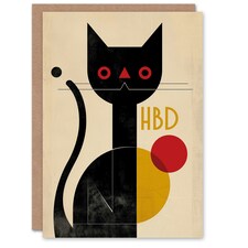 Hbd Geometric Bold Animal Cat Lover Man Woman Birthday Card