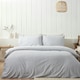 image 2 of Catherine Lansfield Brushed Stripe Cotton Reversible Duvet Cover Set Silver Grey | Silver | King