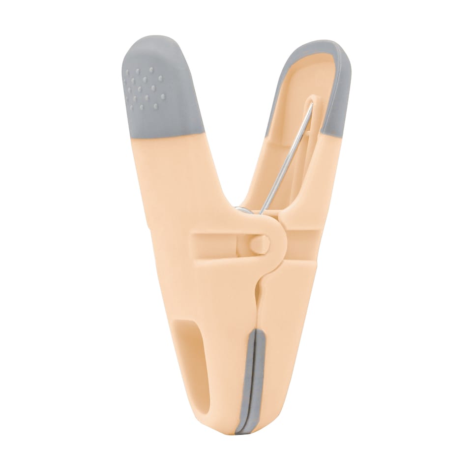 image 1 of JVL Grey Peg Basket with 48 Soft Touch Clip Clothes Pegs, Assorted Colours