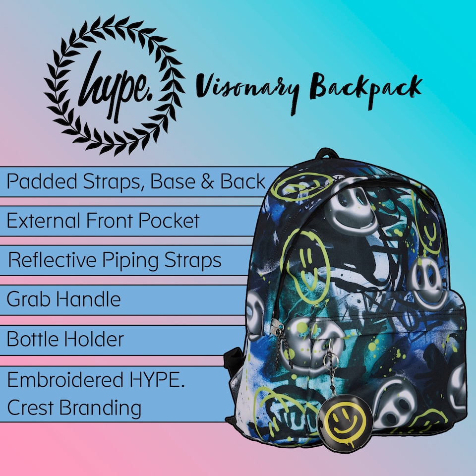 image 1 of Kids Backpack Multi Visionary Graffiti Print | 18L School Bag with Laptop Sleeve | Multi | Multi | 1