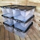 image 3 of 6 x 42L Clear Storage Box with Black Lid, Stackable and Nestable Design Storage Solution
