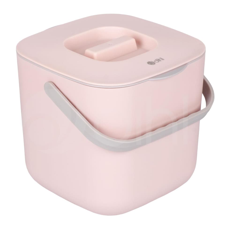 image 1 of Dihl 7 Litre Indoor Kitchen Compost Caddy Bin, with Strainer and Odour Seal, 7L, Recycle Organic Waste, Pink