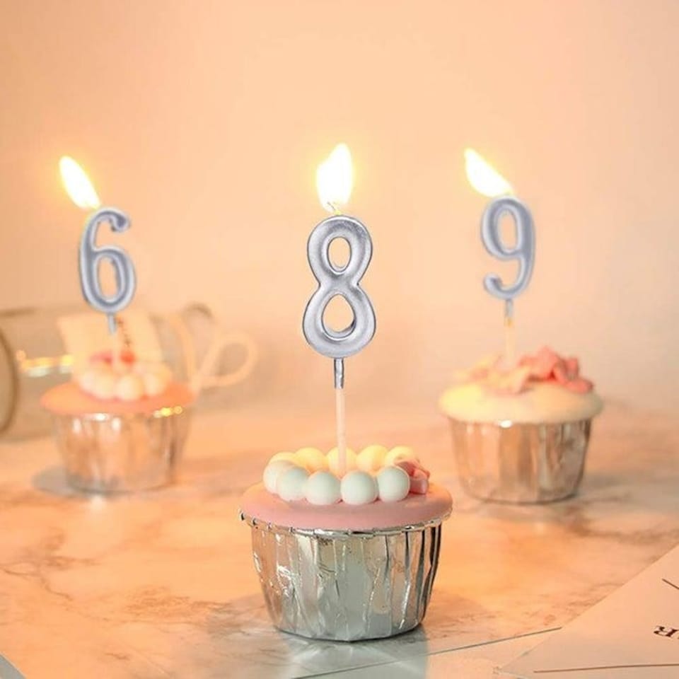 image 1 of Number 3 Silver Candle Silver