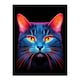 image 3 of Luminescent Cat Orange Purple High Contrast Black Framed Wall Art Print A4