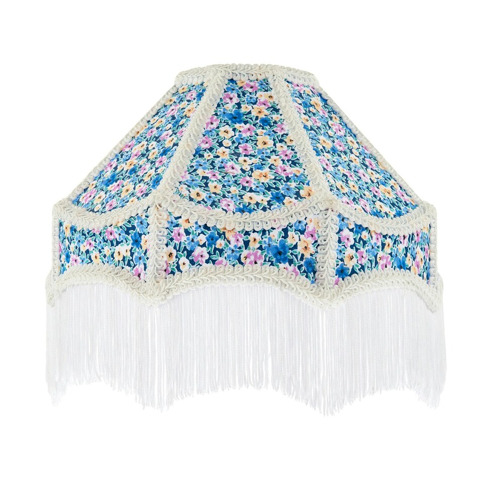 image 1 of Classic Victorian Empire Lampshade in Multi Colour Cotton with Tassels Multi