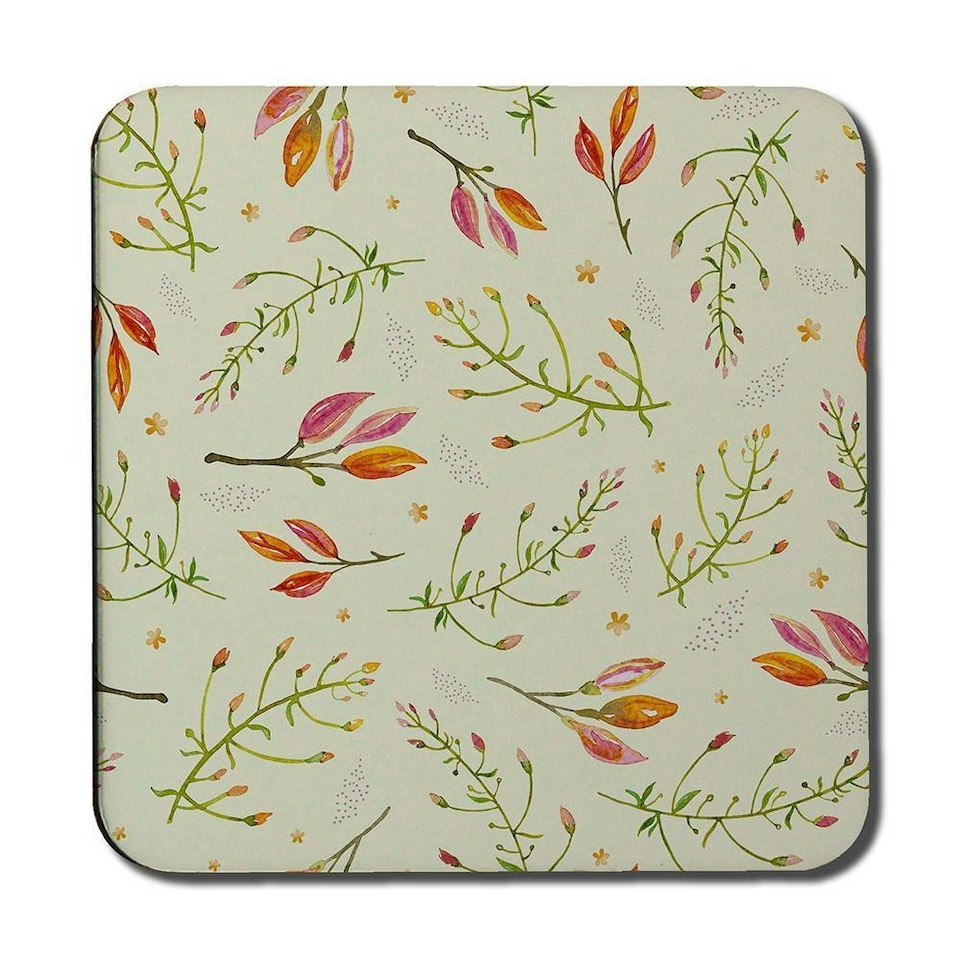 image 1 of Green Branches on Light Background (Coaster)