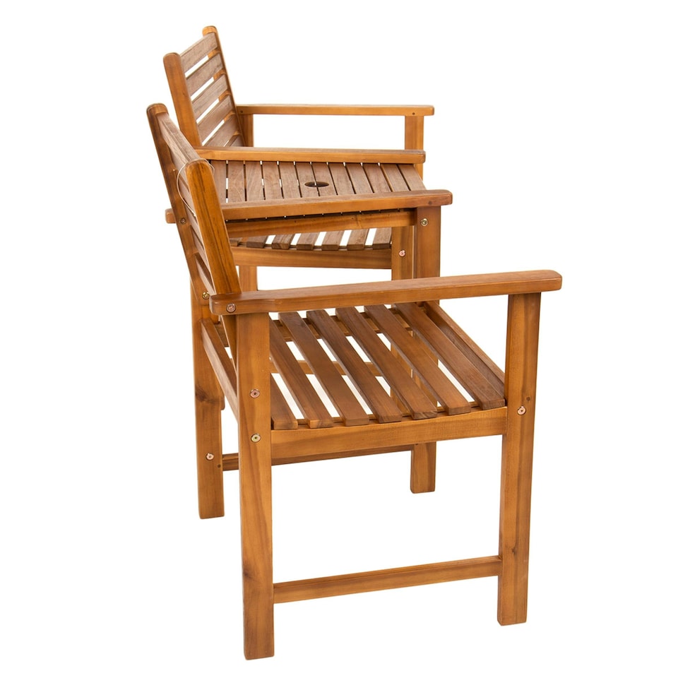 image 1 of Charles Bentley FSC Acacia Wooden Companion Seat with Parasol Hole Shelf