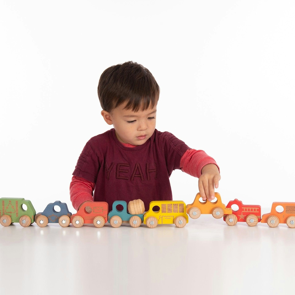 image 1 of Rainbow Wooden Adventure Vehicles