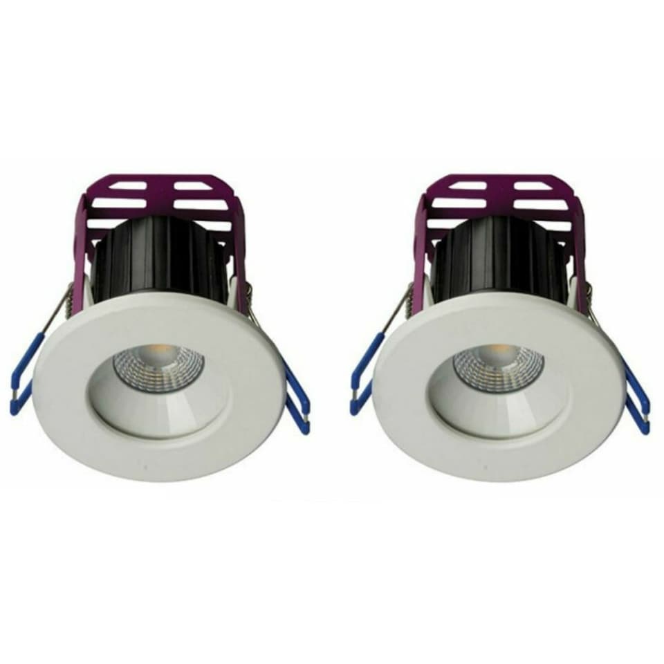 2 x  Robus 'Ramada' Dimmable LED Downlights 4000K - 7W (White / Brushed Chrome)