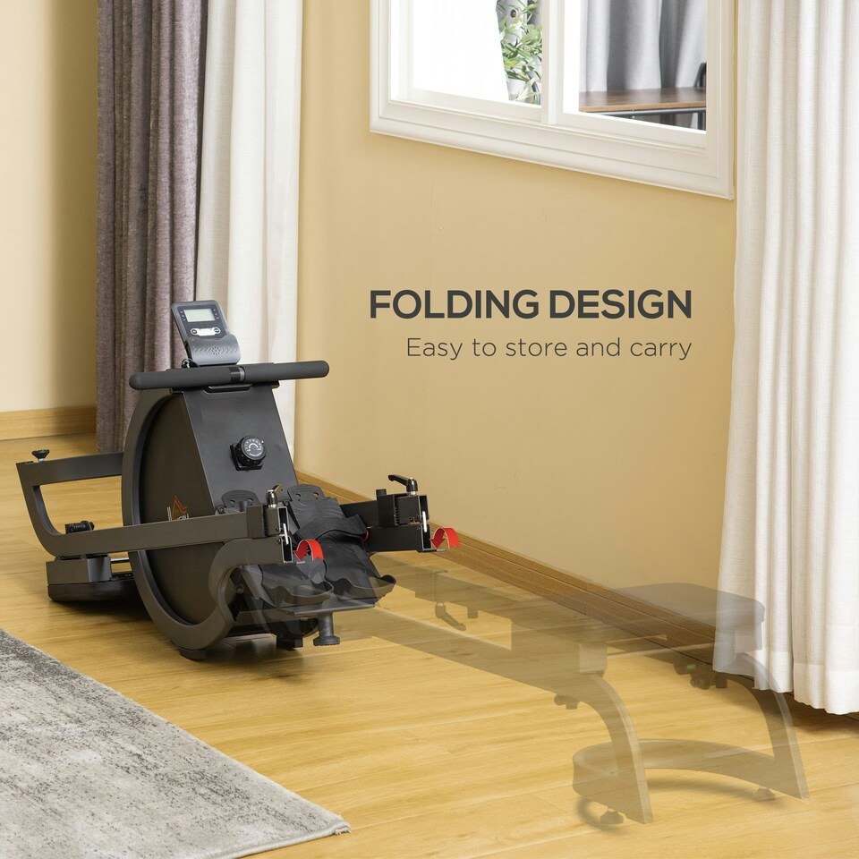 image 1 of HOMCOM Magnetic Foldable Rower w/ 16-Level Adjustable Resistance for Home, Gym