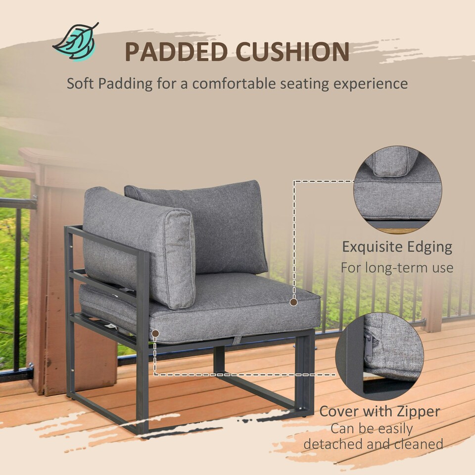 image 1 of Outsunny 5 Piece Garden Conversation Set 2 Footstools End Table