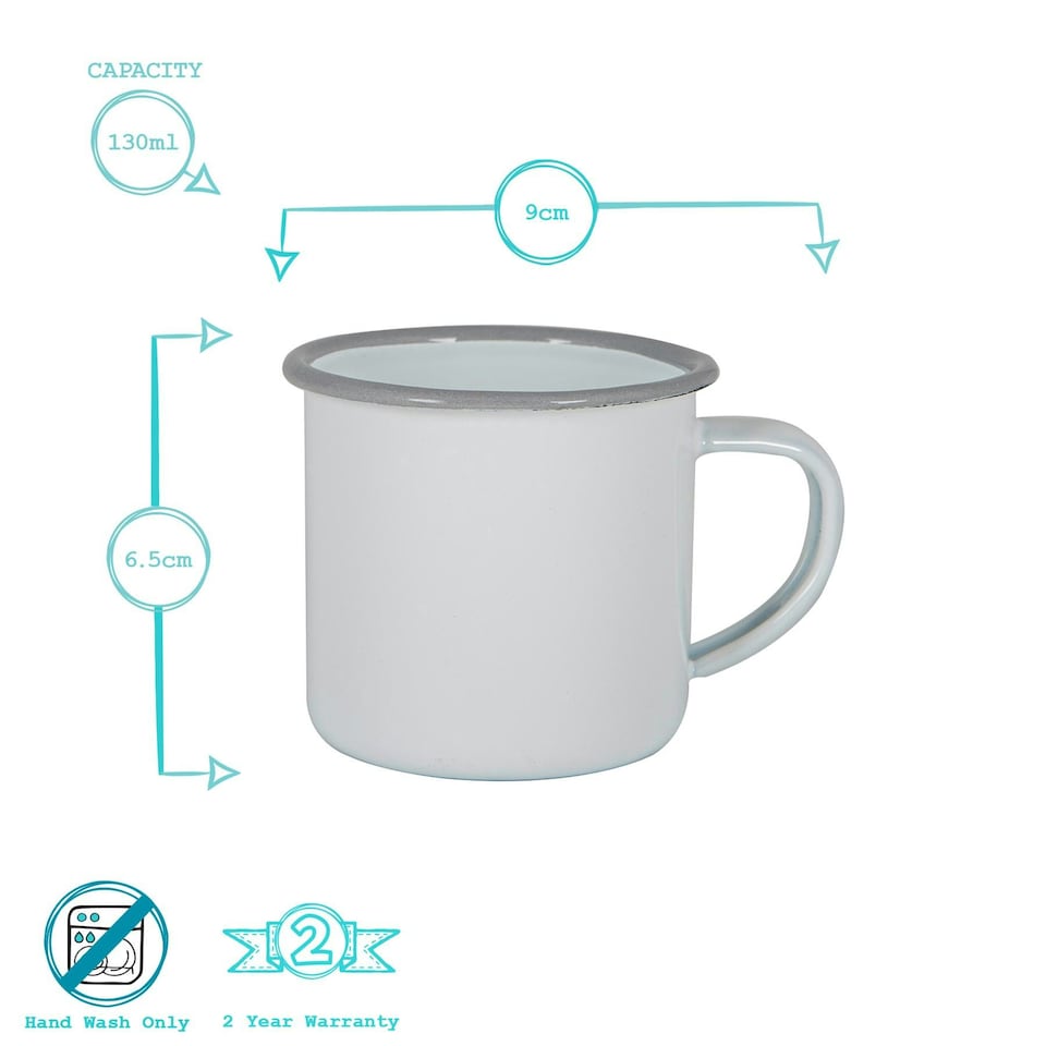 image 1 of Argon Tableware White Enamel Espresso Cups - 130ml - Grey - Pack of 6 Grey
