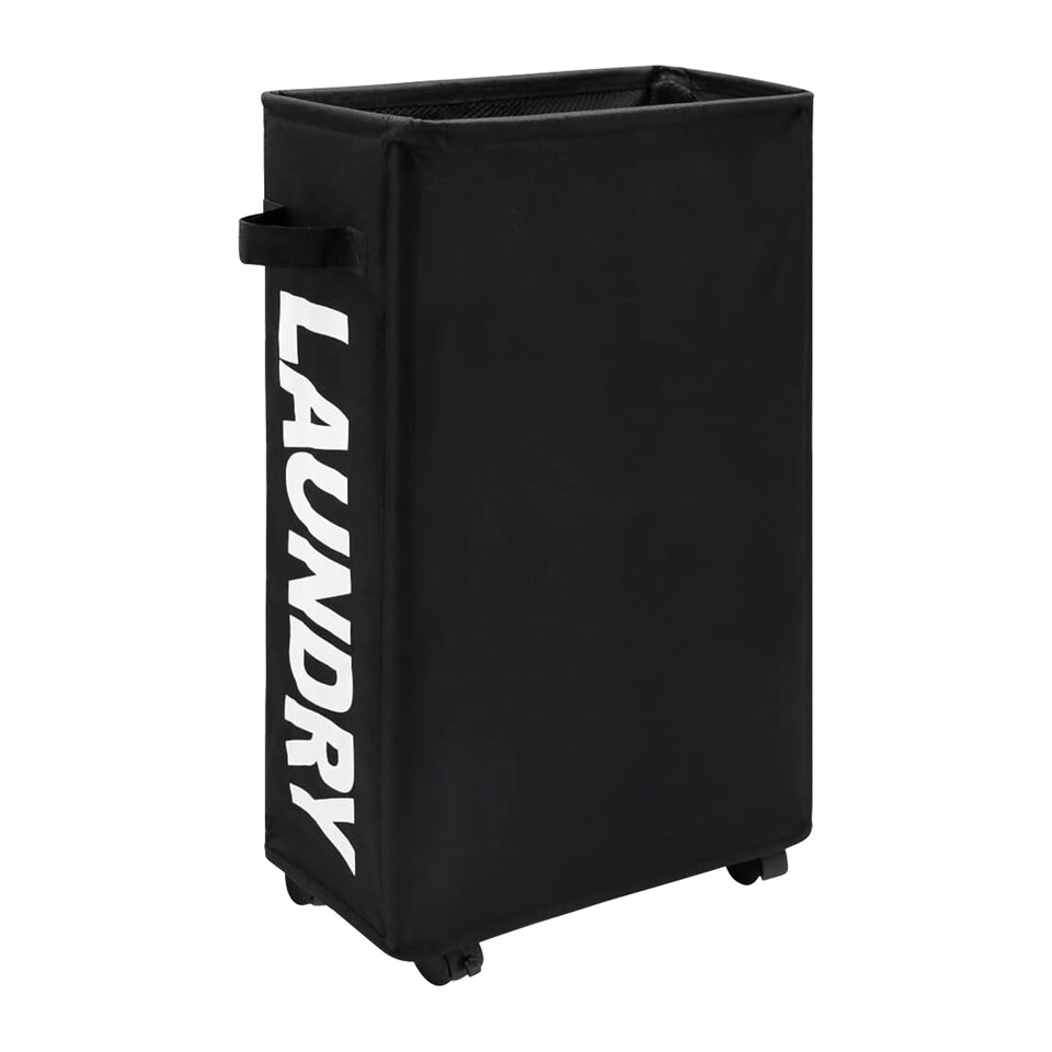 image 1 of 38L Slim Laundry Basket with Wheels, Rolling Laundry Hamper with Storage Bin