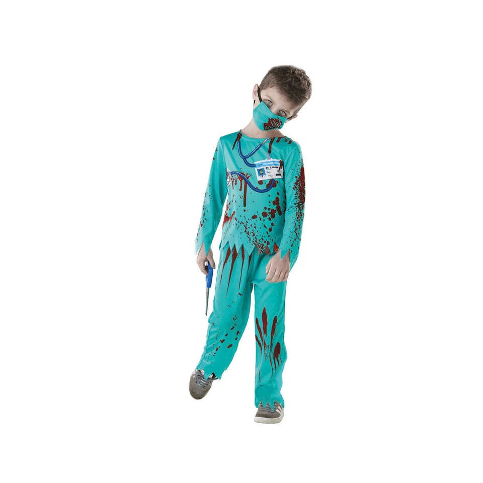 image 1 of Rubies Childrens/Kids Zombie Doctor Halloween Costume - Red/Blue - 5-6 Years 5