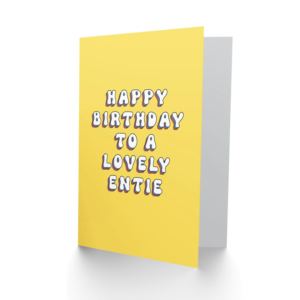 image 1 of Lovely Entie Bright Fun Hippie Letters Non Binary Birthday Card