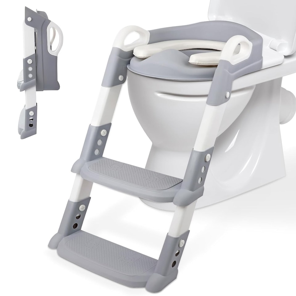 image 1 of Alivio 2-in-1 Kids Potty Training Seat with Adjustable Ladder and Foldable Potty