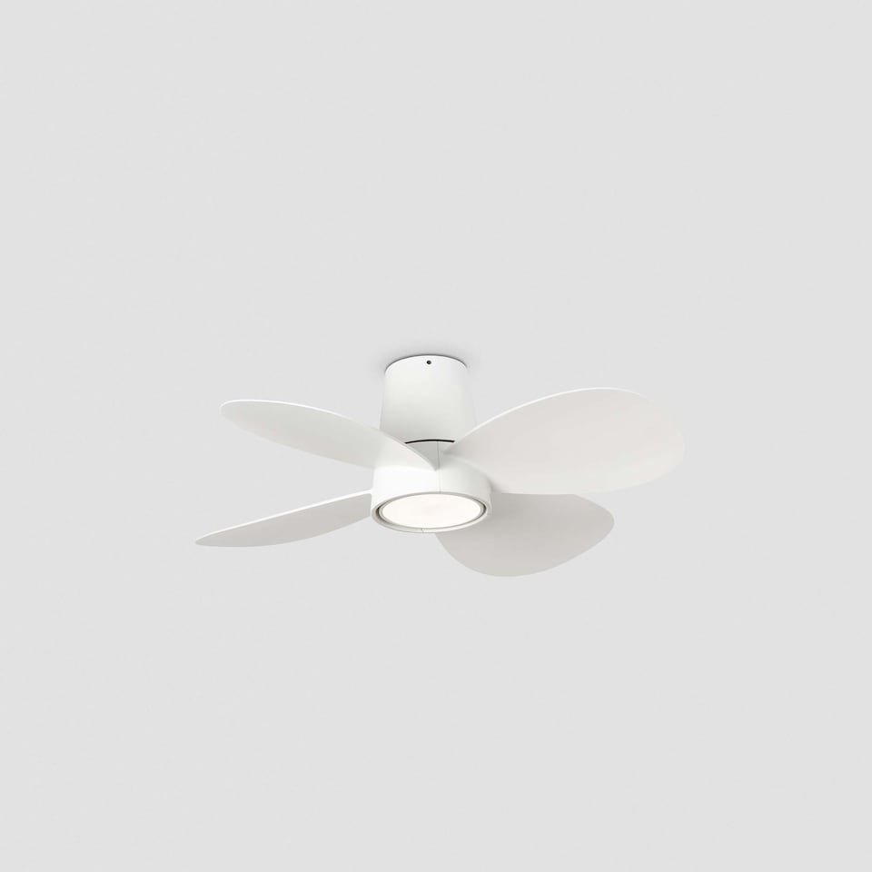 image 1 of Klover Small 4 Blade Ceiling Fan Matt White with Light 2700 - 4000 - 6500K Tuya Smart System