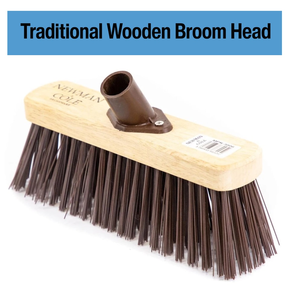 image 1 of 10" Stiff Synthetic Broom with Handle Heavy Duty Outdoor Sweeping Brush for Garden & Patio