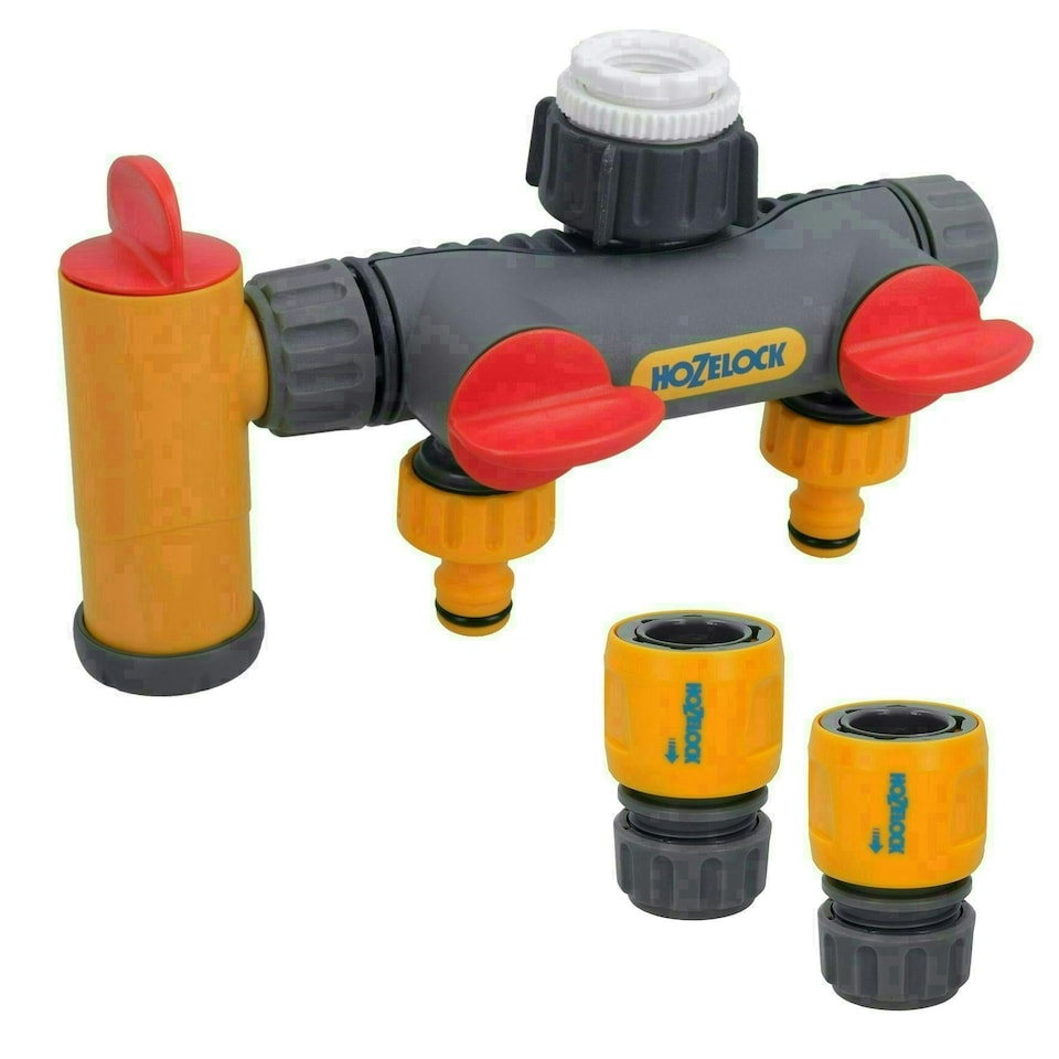 image 1 of Hozelock 3 Way Tap Multi Hose Pipe Connector Watering Garden Yard & Fittings