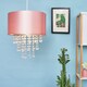 image 2 of ValueLights Pink Cylinder Ceiling Pendant Light Shade with Clear Acrylic Jewel Effect Droplets - Complete with a 10w LED GLS Bulb 3000K Warm White