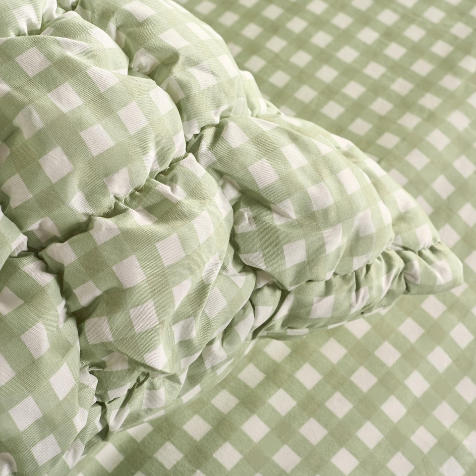 image 1 of OHS Gingham Filled Seersucker Duvet Cover Set with Pillowcase Bedding | Green | Sage | King