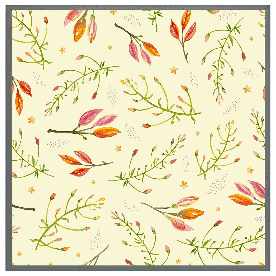image 1 of Green branches on light background (Picture Frame) White | L