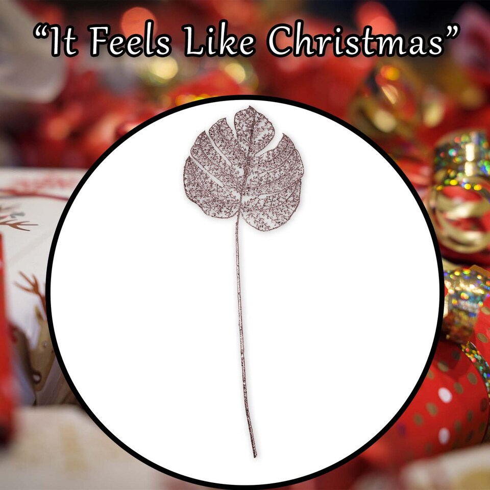 image 1 of vfm-estore Christmas Glitter Stem Decoration 65cm x 22cm Rose Gold - 1 Pack