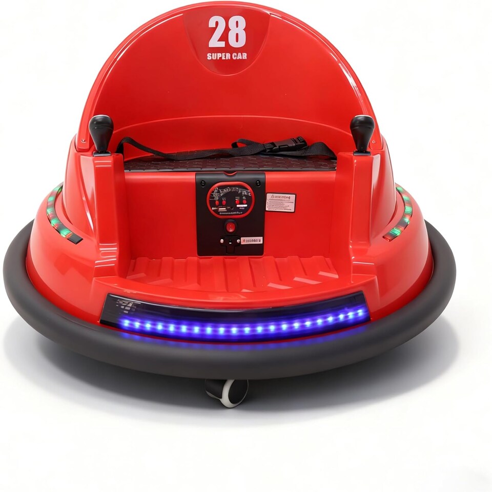 image 1 of Alivio Remote Control Bumper Car for Kids, 360° Spin with Lights, Music & Safety Belt (Red)