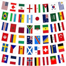 48 Flags Bunting 10m/33ft for World Cup 2026 Football Qualified Countries Double Sided Polyester Banner 14 x 21cm for FIFA Football Party Decorations