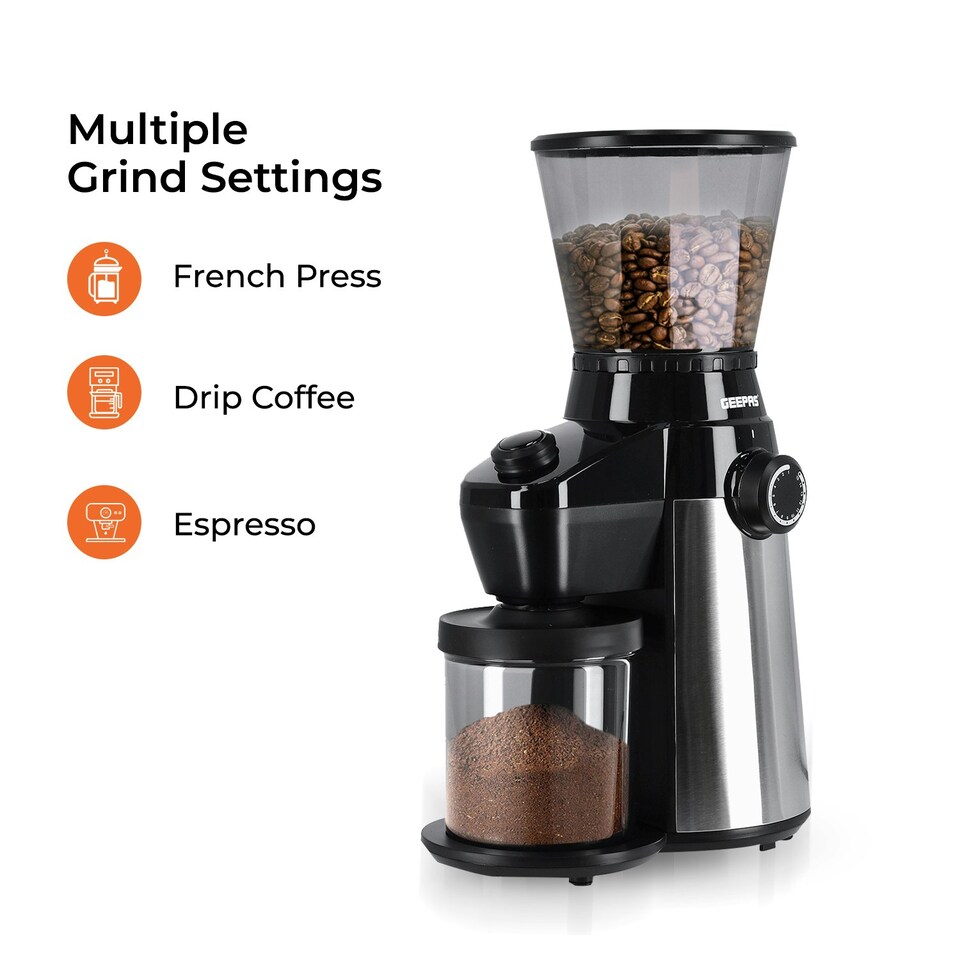 image 1 of GEEPAS 1140W Espresso & Cappuccino Coffee Machine & Conical Burr Coffee Grinder Combo Set