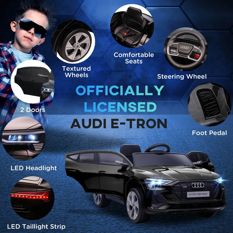 image 1 of HOMCOM 12V Kids Electric Ride-On Car/ w Remote Control, Lights, Music - Black