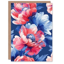 Poppy Flower Elegant Pink Pattern Woman Her Birthday Card