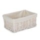 image 1 of Medium White Wash Wicker Storage Basket with White Lining | White | White