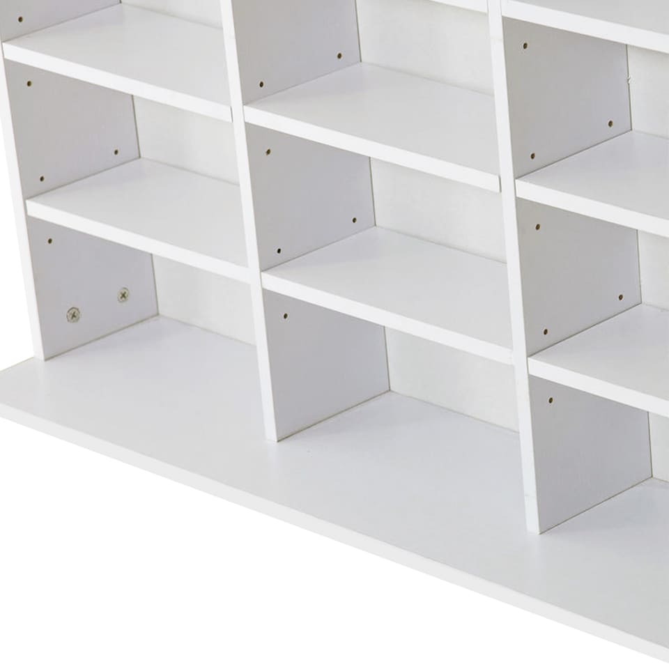 image 1 of HOMCOM 1116 CD  528 DVD Storage Unit, Media Storage Shelf, Wooden Display Unit with Adjustable Shelves, 102 x 195 cm, White