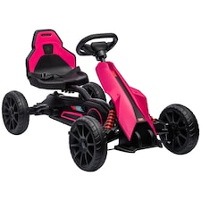 HOMCOM Children Pedal Go Kart, Kids Ride On Racer with Adjustable Seat, Swing Axle, Shock Absorption EVA Tyres, Handbrake, for Ages 3-8 Years, Pink