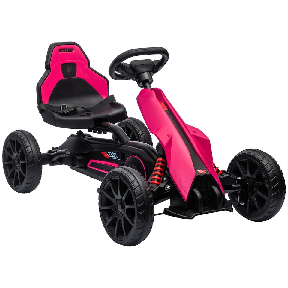 image 1 of HOMCOM Children Pedal Go Kart, Kids Ride On Racer with Adjustable Seat, Swing Axle, Shock Absorption EVA Tyres, Handbrake, for Ages 3-8 Years, Pink