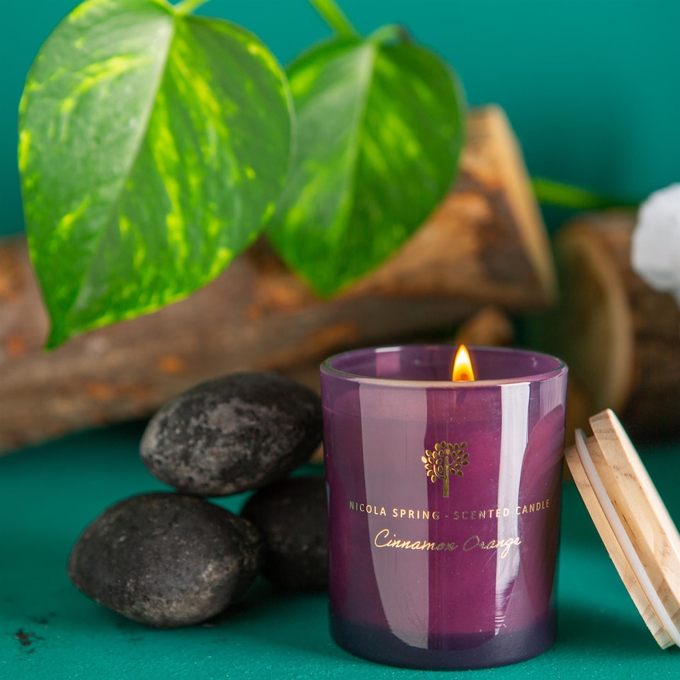 image 1 of Nicola Spring Soy Wax Scented Candle - 130g - Cinnamon & Orange | Purple | Purple