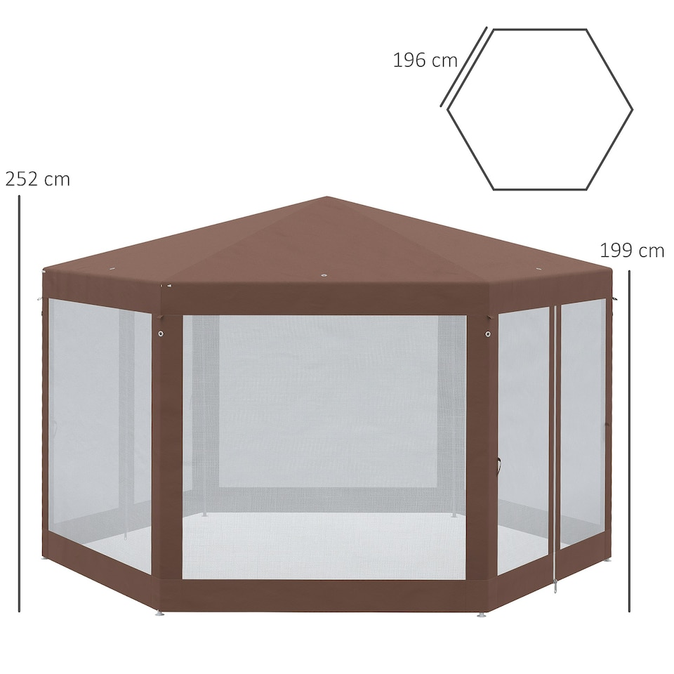 image 1 of Outsunny Hexagonal Garden Gazebo Party Tent Patio Marquee Canopy
