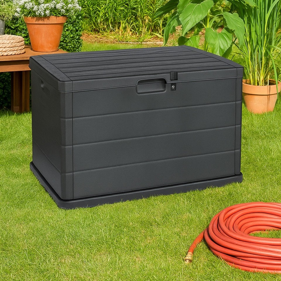 image 1 of 200L Large Lockable Outdoor Garden Storage Box Heavy Duty Patio Cushion Chest