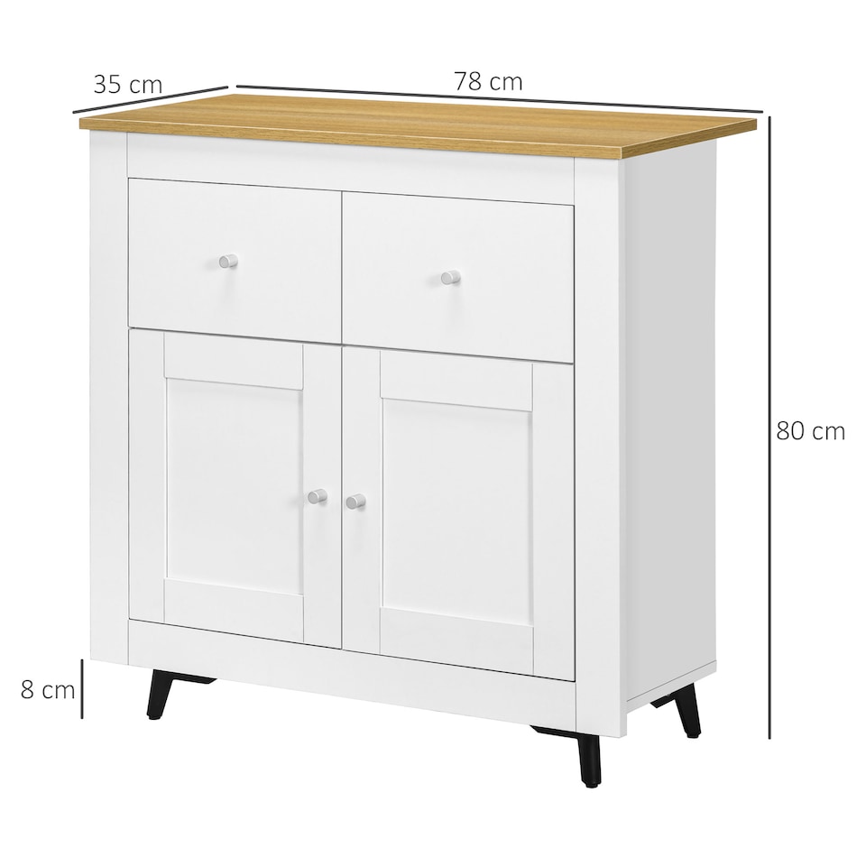 image 1 of HOMCOM Sideboard Storage Cabinet, Modern Kitchen Cupboard with Double Doors and Drawers for Dining Room, Living Room and Entryway, White
