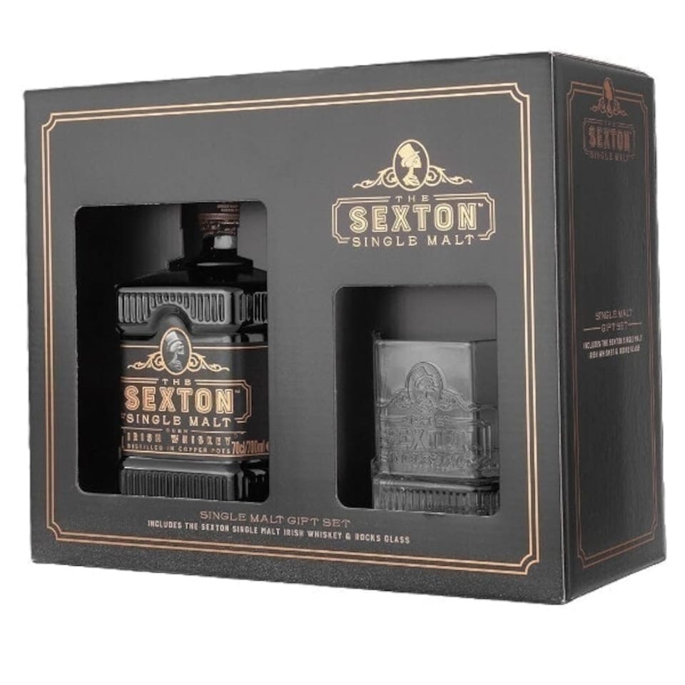 image 1 of The Sexton Single Malt Irish Whiskey 70cl & Tumbler Glass Gift Pack
