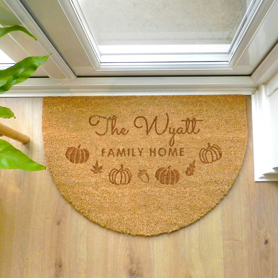 image 1 of Personalised Pumpkin Half Moon Doormat