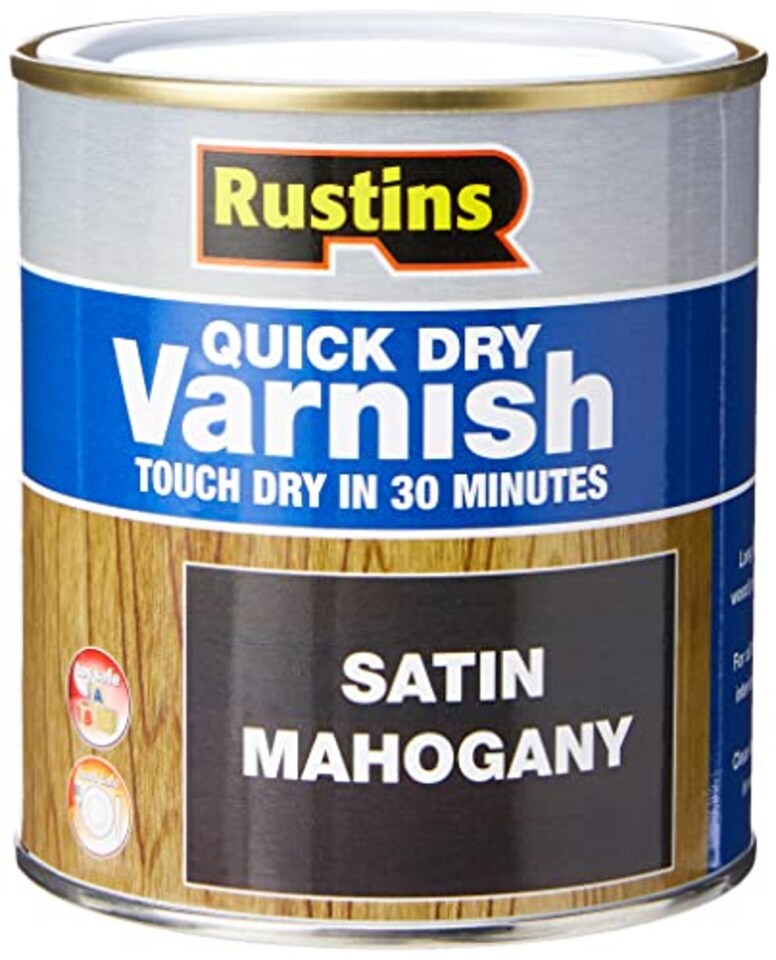 image 1 of Rustins Quick Dry Varnish Satin Mahogany 250ml - VSMA250 | Clear | Mahogany | 250ml | 1