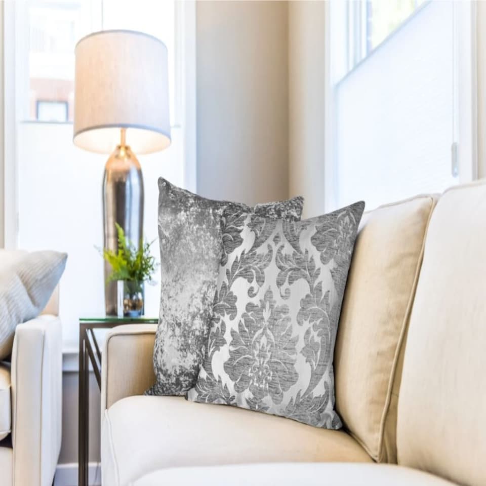 image 1 of Baroque Cushion Cover Grey | Grey | Grey