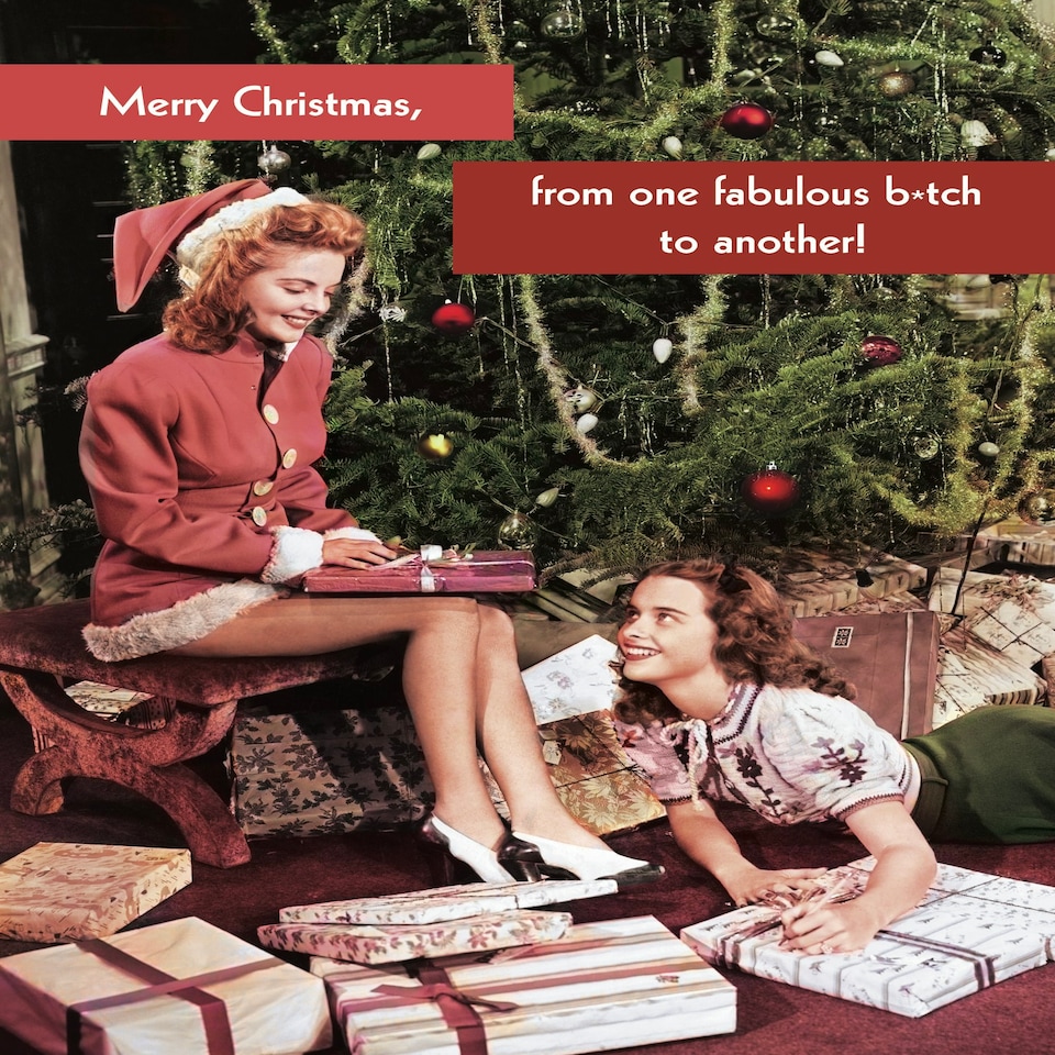 image 1 of Merry Christmas, From One Fabulous B*tch To Another! Funny Retro Christmas Card