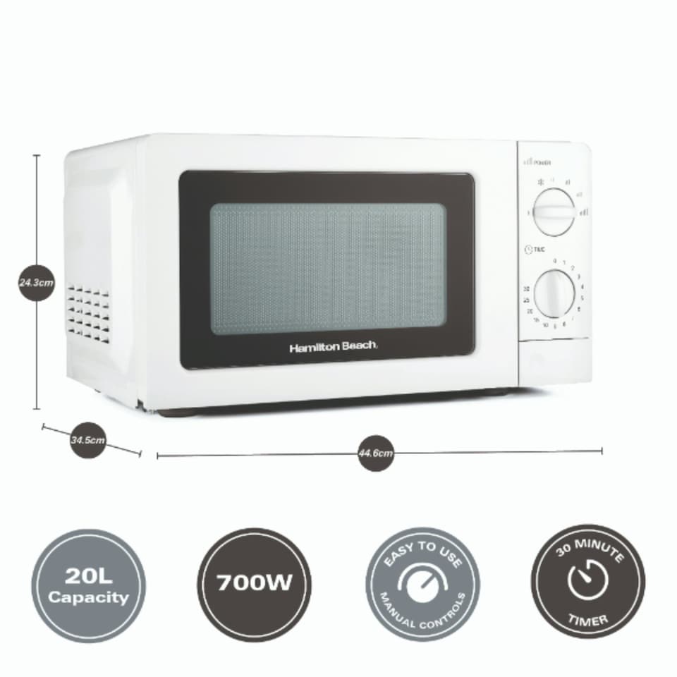 image 1 of Hamilton Beach 1.7L Kettle, 2 Slot Toaster, Coffee Machine & 20L, 700W Microwave Set - Ella Collection - White