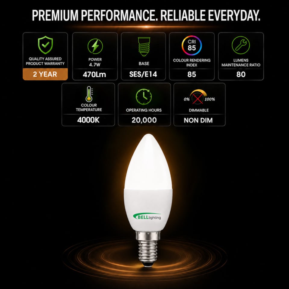 image 1 of BELL Lighting E14 Dimmable LED Candle Natural White 4000K 4.7W Light Bulb
