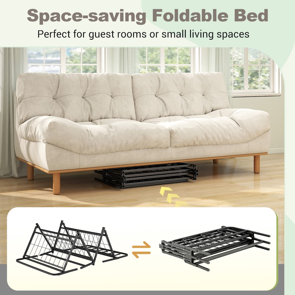 image 1 of COSTWAY Foldable Bed Frame Portable Folding Bed with Headboard   Footboard Black