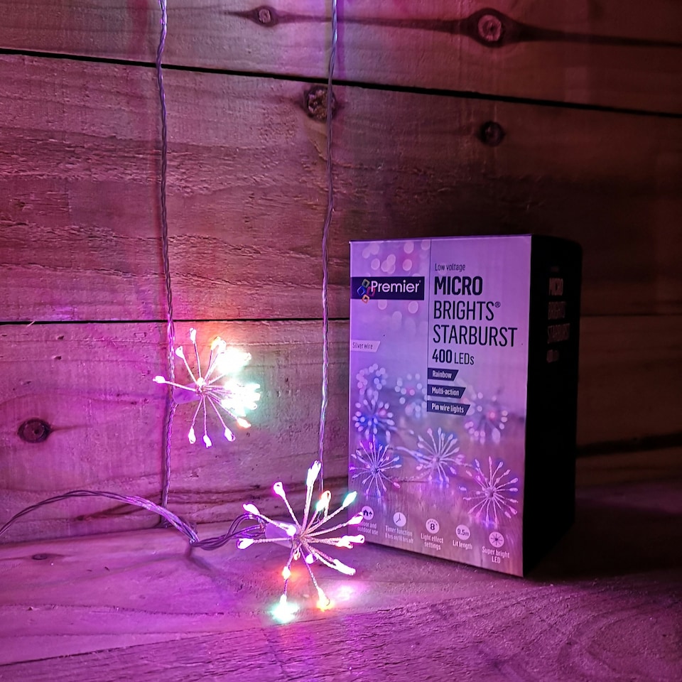 image 1 of Premier Micro Brights Rainbow Starburst 400 Multi Action Christmas LEDs with Timer